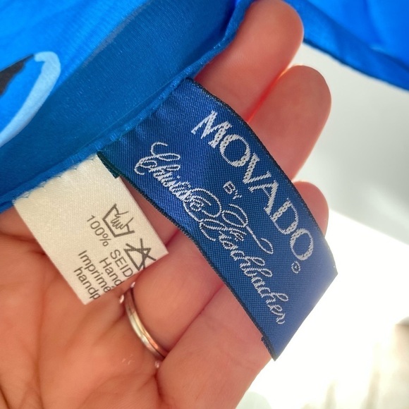 MOVADO 100% Silk Scarf The Museum Watch Face Stopwatch Celestial Sun Moon Stars - Picture 9 of 11